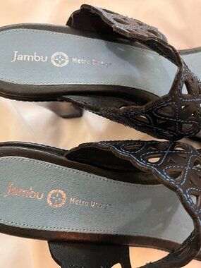 Jambu Metro Design Wedge Sandals 3-inch Navy blue size 8.5